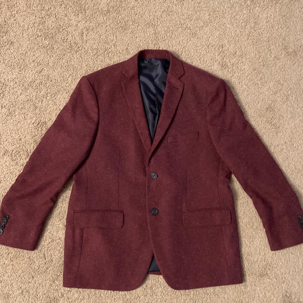 Moreno Men's Red Maroon Burgundy Speckle 2 Button Blazer Suit Sport Coat 40S